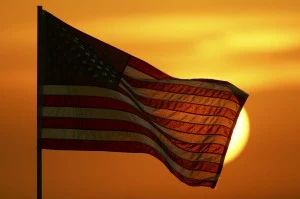 United States Flag at Sunset Picture of United States Flag at Sunset